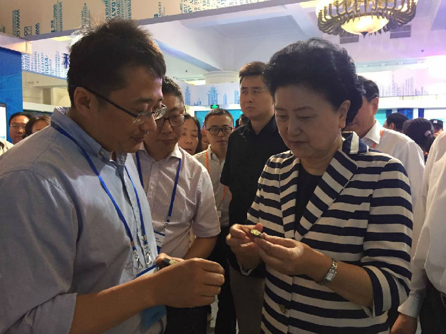 刘延东副总理参观清华脑起搏器展台